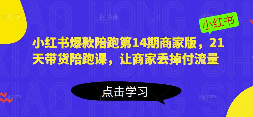 小红书爆款陪跑第14期商家版，21天带货陪跑课，让商家丢掉付流量-辉硕副业