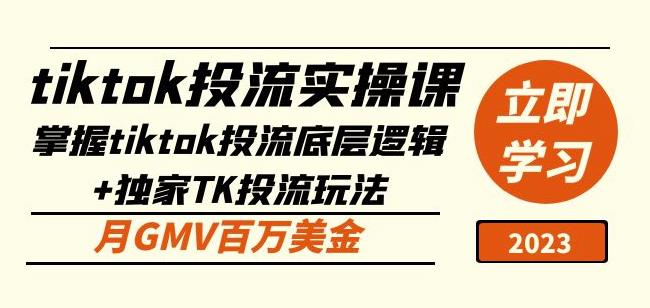tiktok投流实操课：掌握tiktok投流底层逻辑+独家TK投流玩法月GMV百万美金-辉硕副业