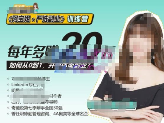《阿宝姐×严选副业》训练营【Plus版】12期，帮助你找准适合自己的副业，开启斜杠人生-辉硕副业