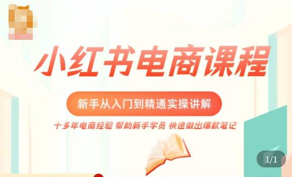 小红书电商新手入门到精通实操课，从入门到精通做爆款笔记，开店运营-辉硕副业