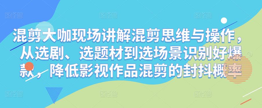 混剪大咖现场讲解混剪思维与操作，从选剧、选题材到选场景识别好爆款，降低影视作品混剪的封抖概率-辉硕副业