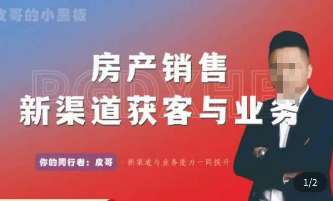 皮哥·房产销售新渠道获客与业务，​打造新时代房产经纪达人，助力行业新人成长为业内精英-辉硕副业