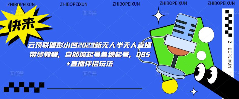 云顶联盟彭小四2023新无人半无人直播带货教程，自然流起号鱼塘起号，OBS+直播伴侣玩法-辉硕副业