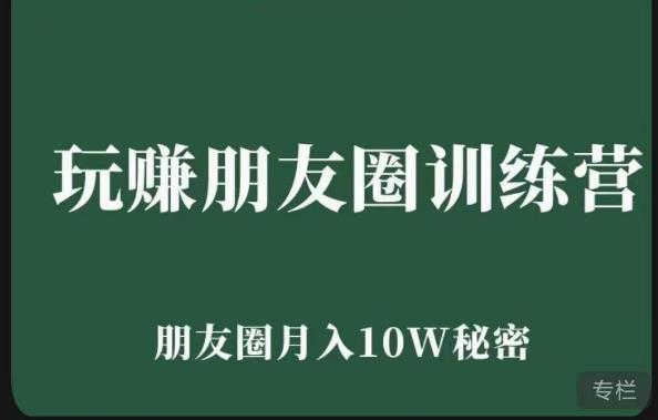 玩赚朋友圈系统课，朋友圈月入10W的秘密，​7天系统图文课程-辉硕副业