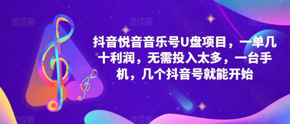 抖音音乐号U盘项目，一单几十利润，无需投入太多，一台手机，几个抖音号就能开始-辉硕副业