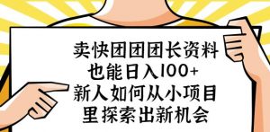 卖快团团团长资料也能日入100+新人如何从小项目里探索出新机会-辉硕副业