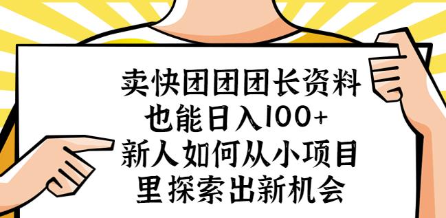 卖快团团团长资料也能日入100+新人如何从小项目里探索出新机会-辉硕副业