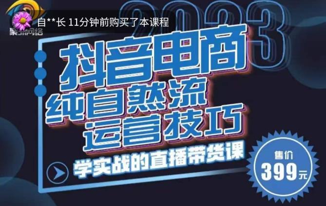 李扭扭·2023自然流运营技巧，纯自然流不亏品起盘直播间，实战直播带货课（视频课+话术文档）-辉硕副业
