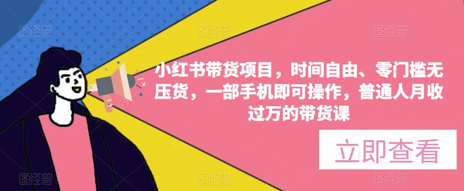 小红书带货项目，时间自由、零门槛无压货，一部手机即可操作，普通人月收过万的带货课-辉硕副业