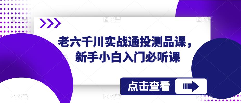 老六千川实战通投测品课，新手小白入门必听课-辉硕副业
