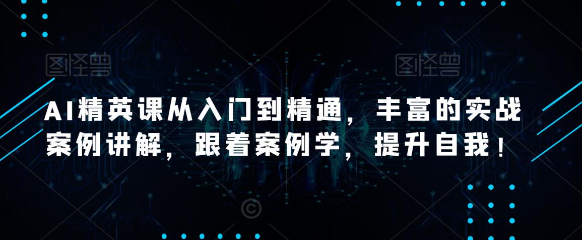 AI精英课从入门到精通，丰富的实战案例讲解，跟着案例学，提升自我！-辉硕副业