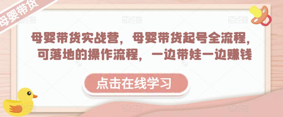 母婴带货实战营，母婴带货起号全流程，可落地的操作流程，一边带娃一边赚钱（附素材）-辉硕副业