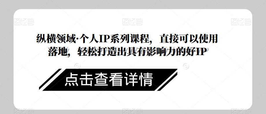纵横领域·个人IP系列课程，直接可以使用落地，轻松打造出具有影响力的好IP-辉硕副业