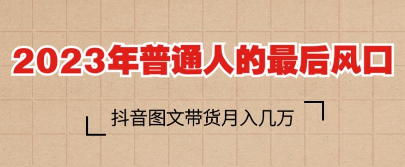 2023年普通人的最后风口，抖音图文带货月入几万，只需一部手机即可操作-辉硕副业