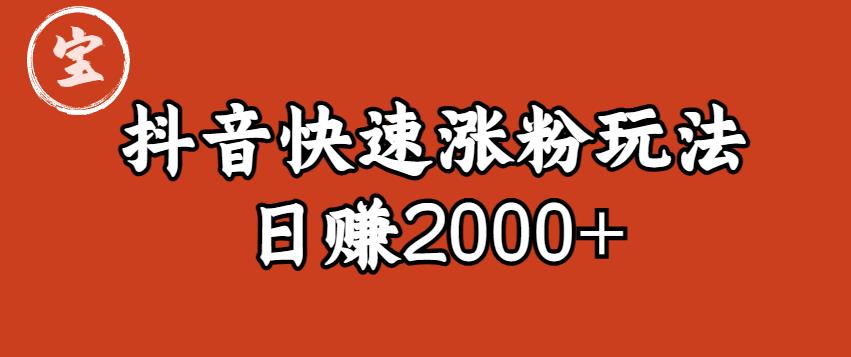 宝哥私藏·抖音快速起号涨粉玩法（4天涨粉1千）（日赚2000+）【揭秘】-辉硕副业