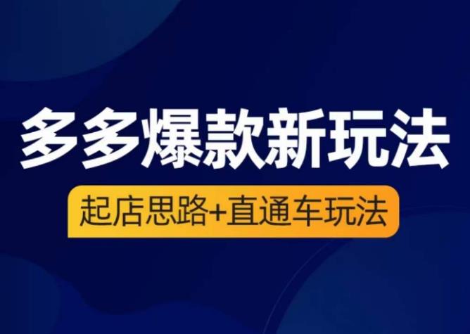 海神·多多爆款新玩法，​起店思路+直通车玩法（3节精华课）-辉硕副业