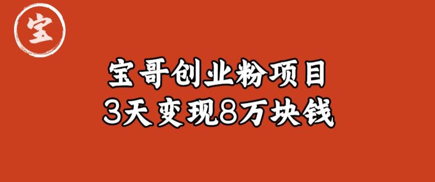 宝哥IP图文创业粉引流项目实战分享：单个账号3天涨粉1万，变现8万块钱（图文教程）【揭秘】-辉硕副业