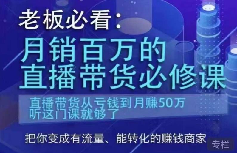老板必看：月销百万的直播带货必修课，直播带货从亏钱到月赚50万，听这门课就够了-辉硕副业