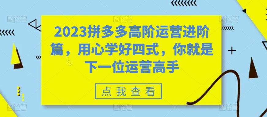 2023拼多多高阶运营进阶篇，用心学好四式，你就是下一位运营高手-辉硕副业