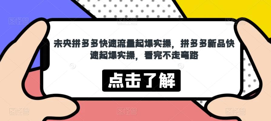 未央拼多多快速流量起爆实操，拼多多新品快速起爆实操，看完不走弯路-辉硕副业