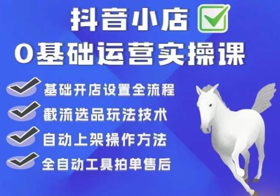 白马电商·0基础抖店运营实操课，基础开店设置全流程，截流选品玩法技术-辉硕副业