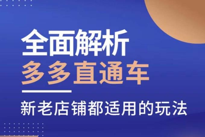 全面解析多多直通车，​新老店铺都适用的玩法-辉硕副业