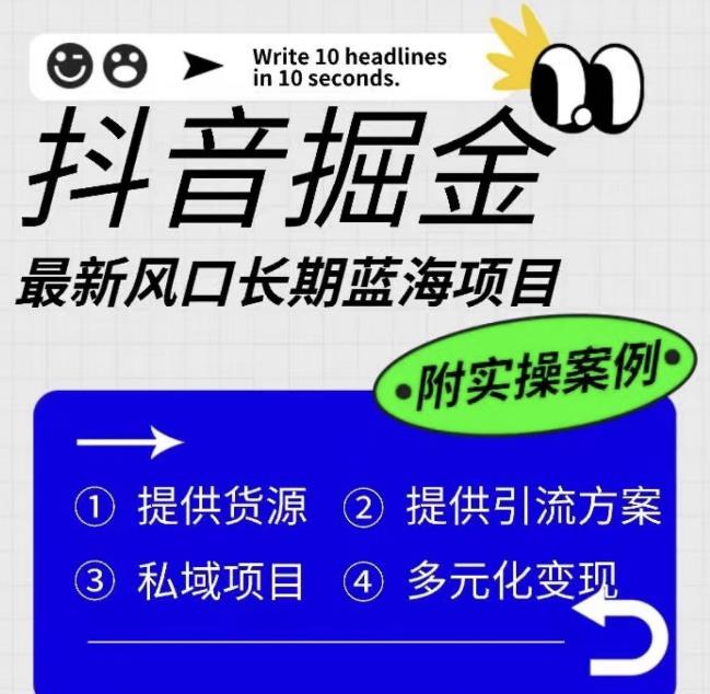 抖音掘金最新风口，长期蓝海项目，日入无上限（附实操案例）【揭秘】-辉硕副业