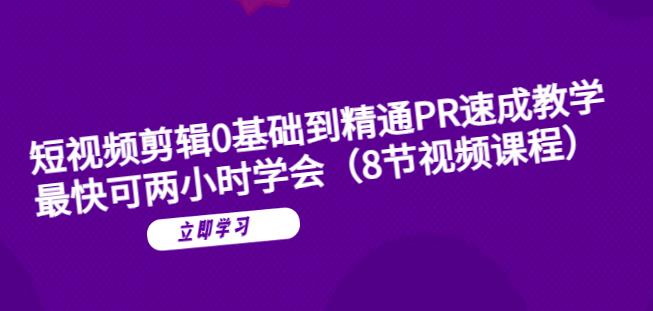 短视频剪辑0基础到精通PR速成教学：最快可两小时学会-辉硕副业
