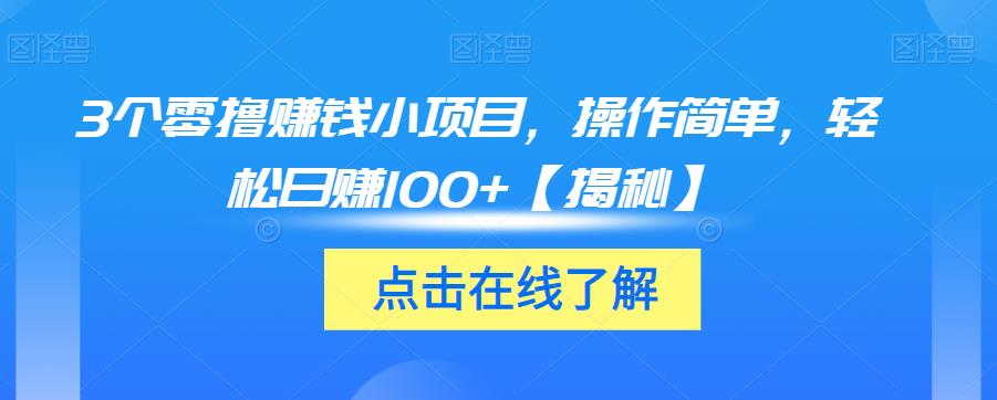 3个零撸赚钱小项目，操作简单，轻松日赚100+【揭秘】-辉硕副业
