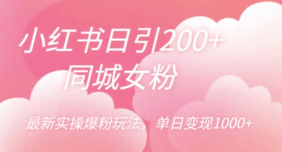 小红书日引200+同城女粉，最新实操爆粉玩法，单日变现1000+【揭秘】-辉硕副业