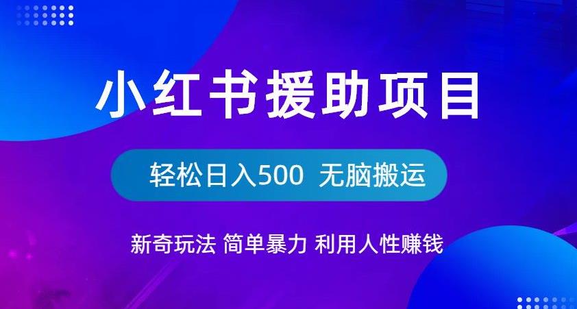 小红书援助项目新奇玩法，简单暴力，无脑搬运轻松日入500【揭秘】-辉硕副业