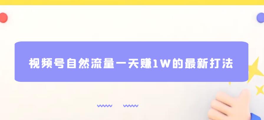 视频号自然流量一天赚1W的最新打法，基本0投资【揭秘】-辉硕副业