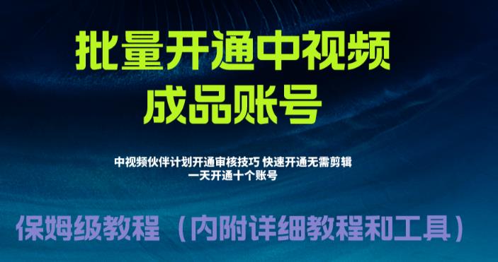 外面收费1980的暴力开通中视频计划教程，内附详细的快速通过中视频伙伴计划的办法-辉硕副业