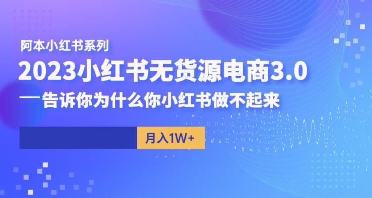 阿本小红书无货源电商3.0，告诉你为什么你小红书做不起来-辉硕副业