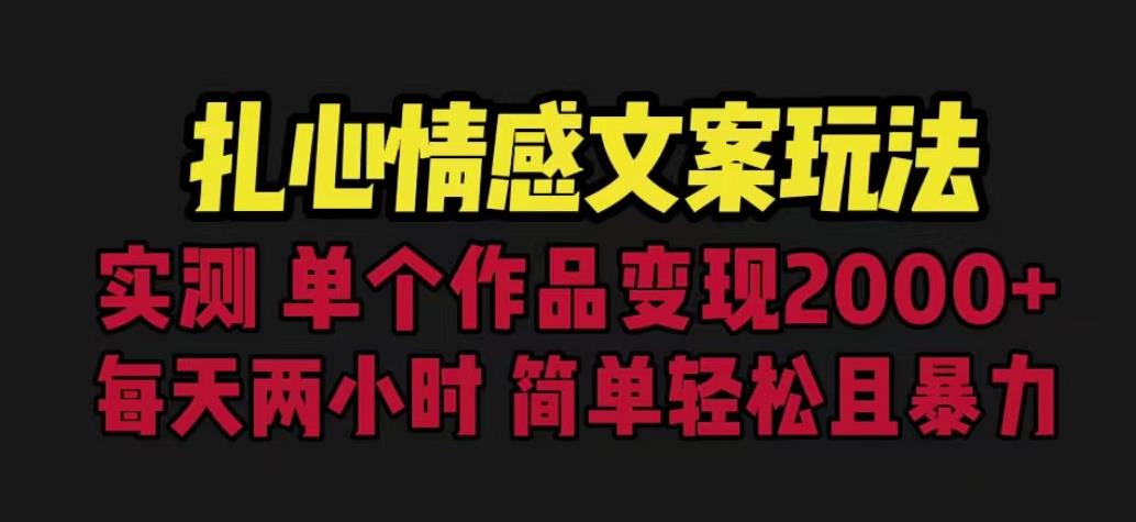 扎心情感文案玩法，单个作品变现5000+，一分钟一条原创作品，流量爆炸【揭秘】-辉硕副业
