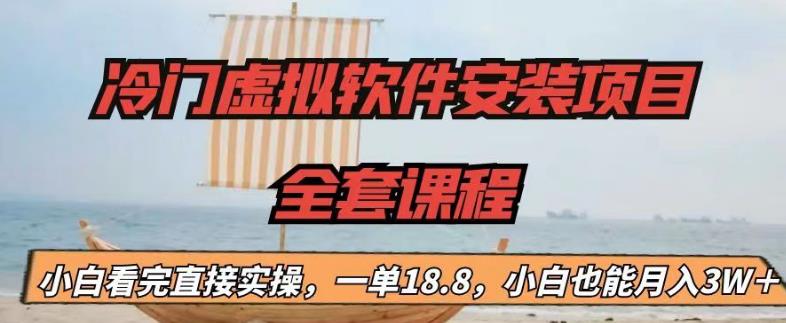 冷门虚拟软件安装项目，一单18.8，小白也能月入3W＋【揭秘】-辉硕副业