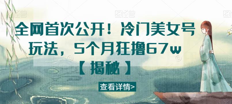 全网首次公开！冷门美女号玩法，5个月狂撸67w【揭秘】-辉硕副业