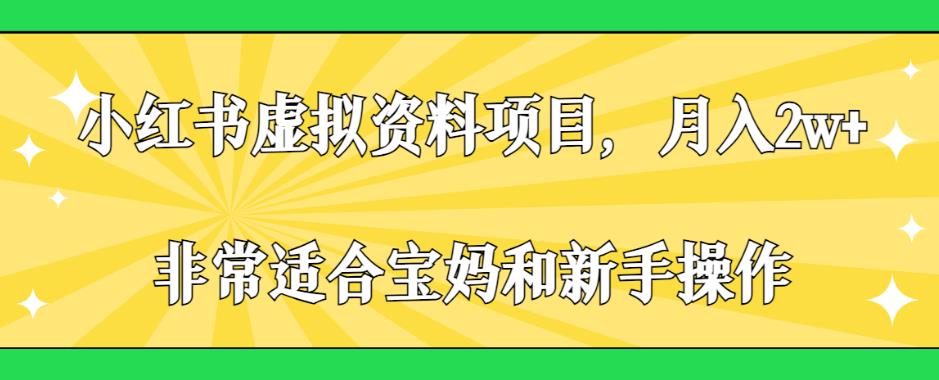 小红书虚拟资料项目，月入2w+，非常适合宝妈和新手操作【揭秘】-辉硕副业
