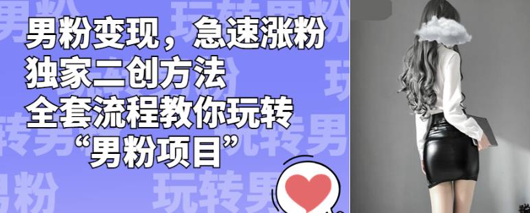 男粉变现，急速涨粉独家二创方法，全套流程教你玩转“男粉项目”【揭秘】-辉硕副业
