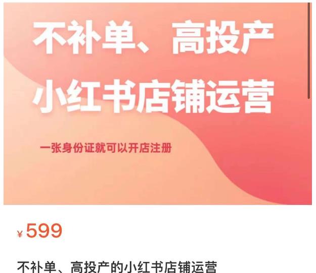 不补单、高投产的小红书店铺运营，一张身份证就可以开店注册-辉硕副业