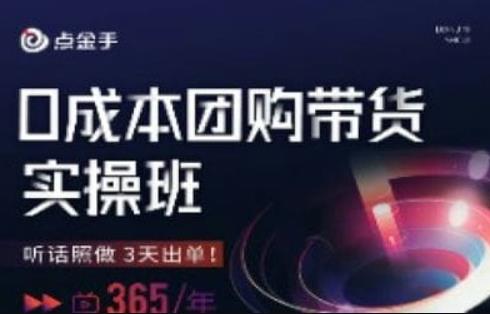 点金手0成本团购带货实操班，听话照做3天出单-辉硕副业
