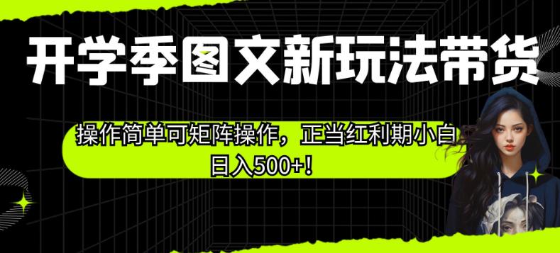 开学季图文新玩法带货，操作简单可矩阵操作，正当红利期小白日入500+！【揭秘】-辉硕副业