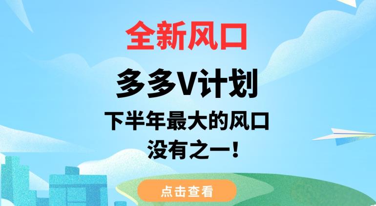 全新风口，多多V计划，下半年最大的风口项目，没有之一【揭秘】-辉硕副业