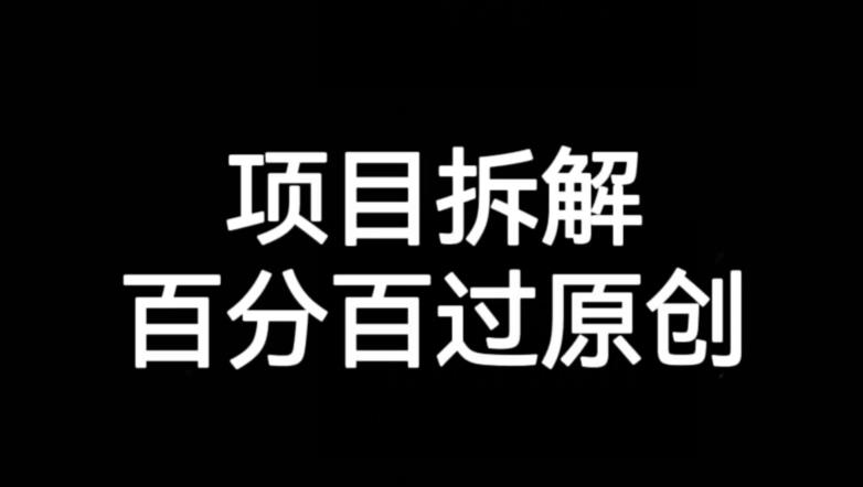 项目拆解赛道百分百过原创【揭秘】-辉硕副业