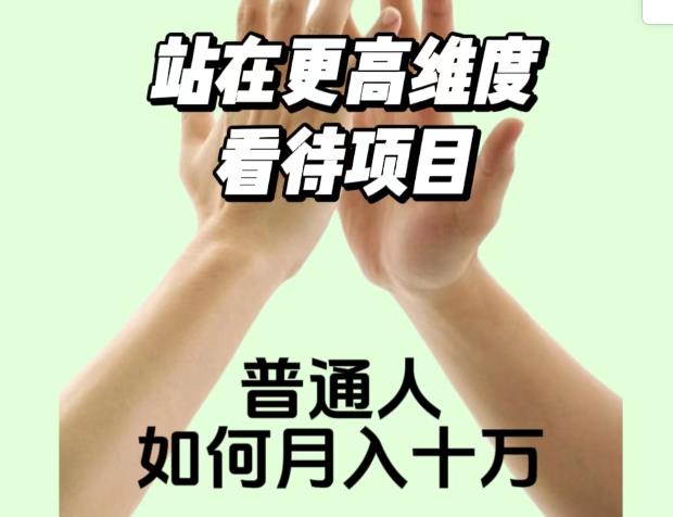 2023最火项目：站在更高维度看待项目，普通人如何月入十万【揭秘】-辉硕副业