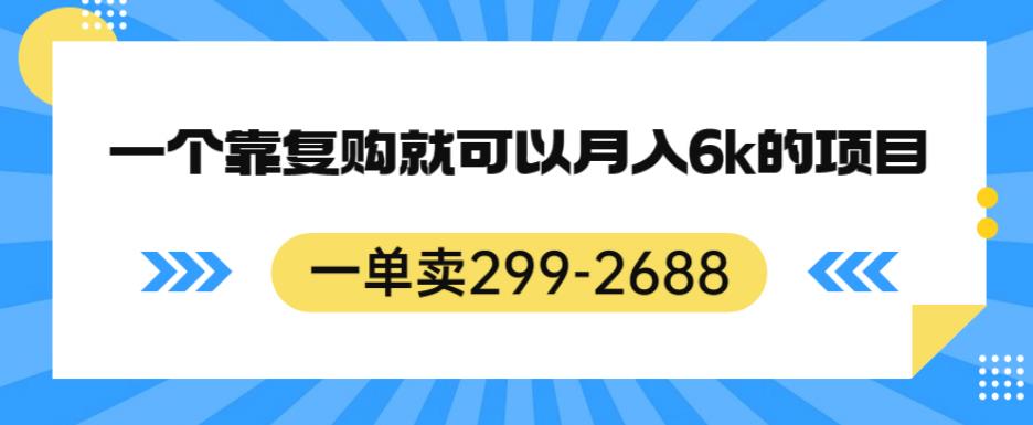 一单卖299-2688，一个靠复购就可以月入6k的暴利项目【揭秘】-辉硕副业