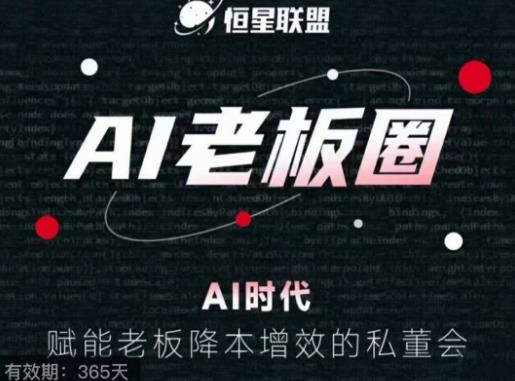 恒星联盟·AI老板圈，AI时代，赋能老板降本增效的私董会，帮你轻松掌握AI赋能-辉硕副业