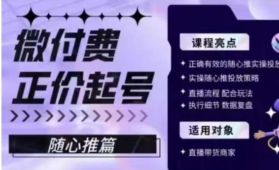 微付费正价起号（随心推篇），正确有效的随心推实操投放-辉硕副业