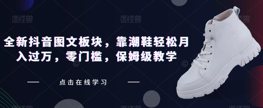 全新抖音图文板块，靠潮鞋轻松月入过万，零门槛，保姆级教学【揭秘】-辉硕副业