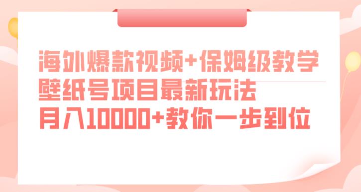 海外爆款视频+保姆级教学，壁纸号项目最新玩法，月入10000+教你一步到位【揭秘】-辉硕副业